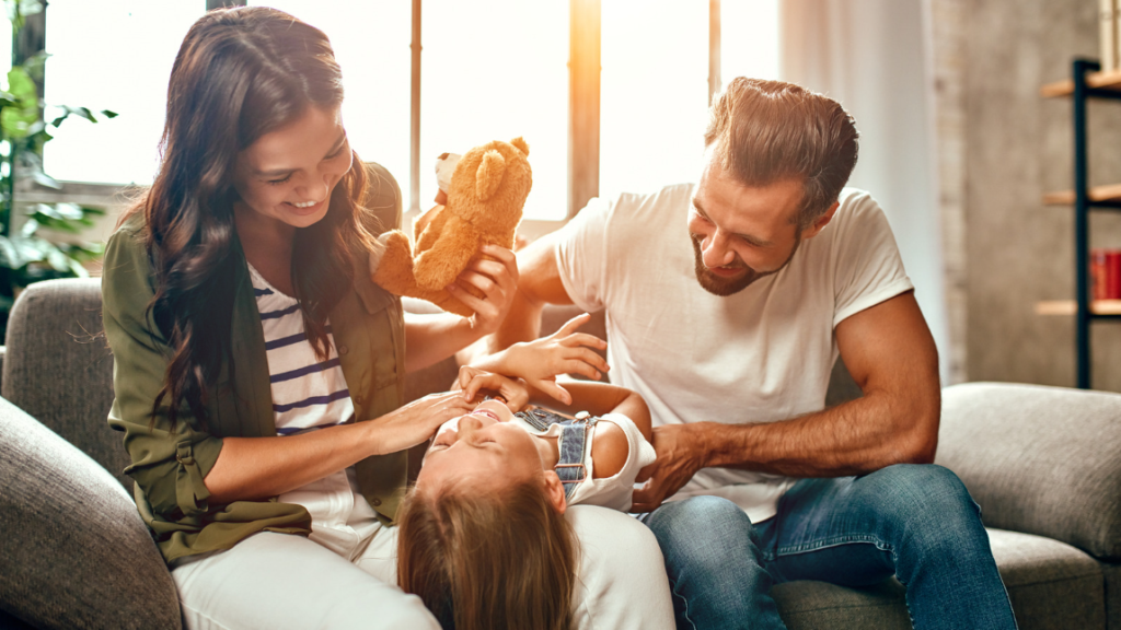 family laughing at home